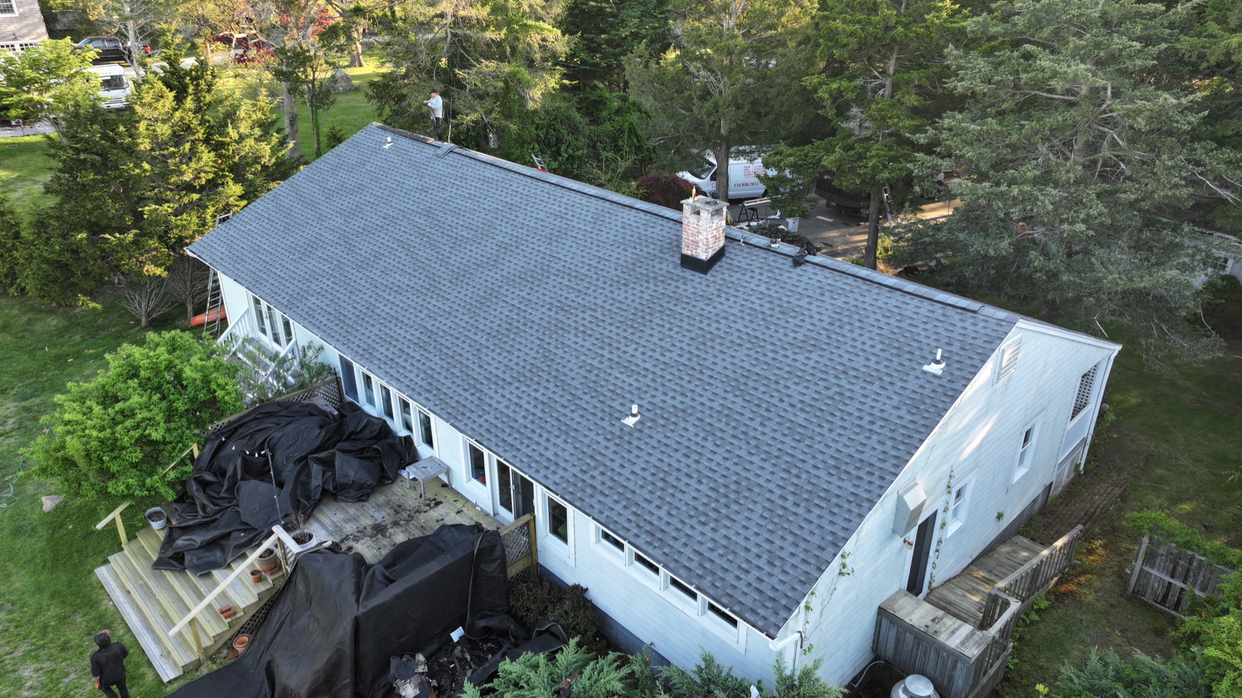 Safeway Roofing NY finished shingle roof from above